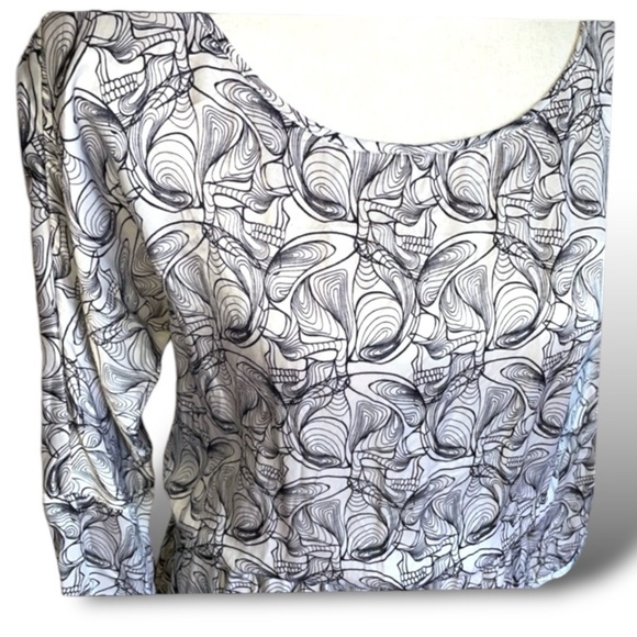 Thomas Wylde Black White Silk Skull Dress Cinched Waist Unfinished Hem Sz Medium - Picture 2 of 14